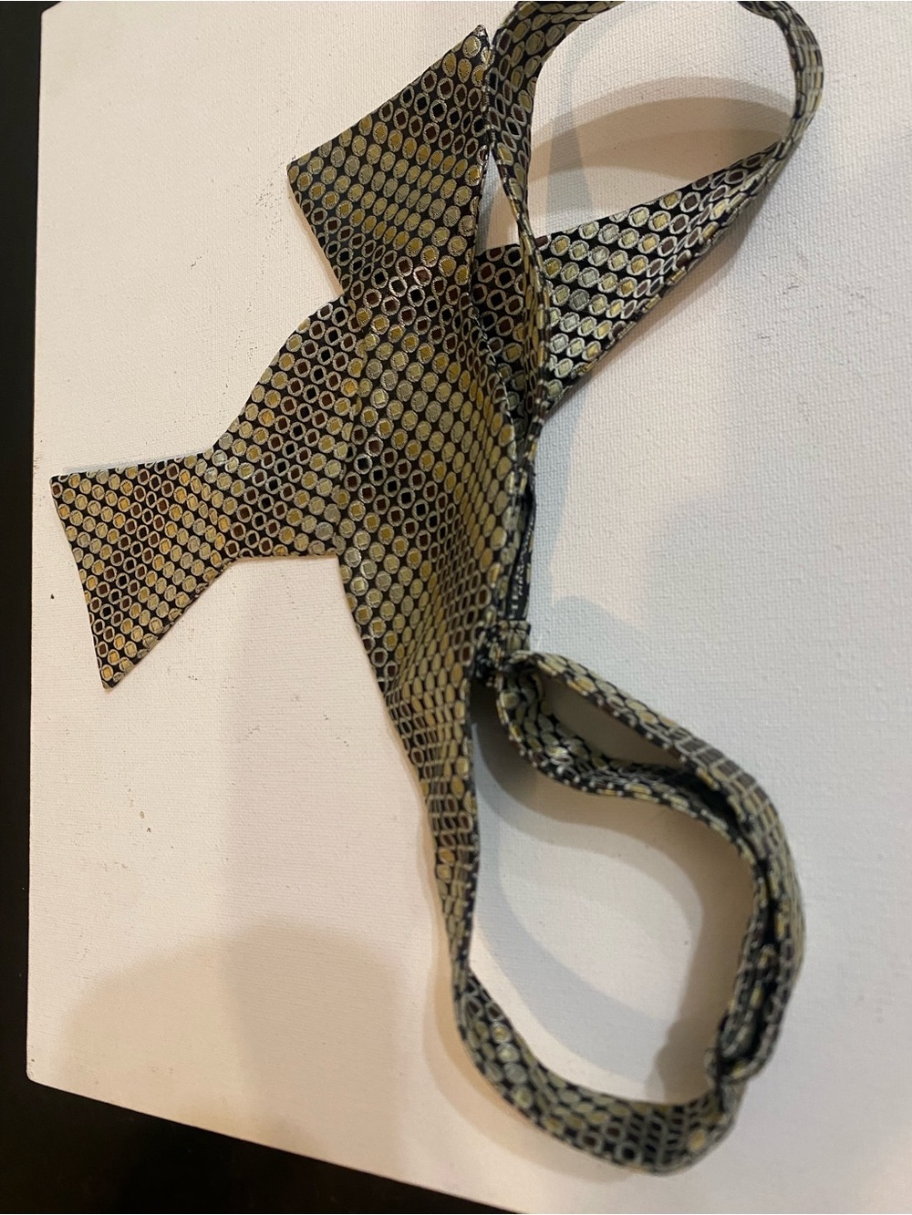 Men's Olive and Black Polka Dot Self-Tie Bow Tie